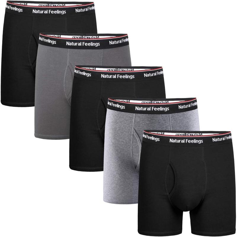 Natural Feelings Boxer Briefs Mens Underwear Men Pack Soft Cotton Open Fly Underwear5 Pack J 6340